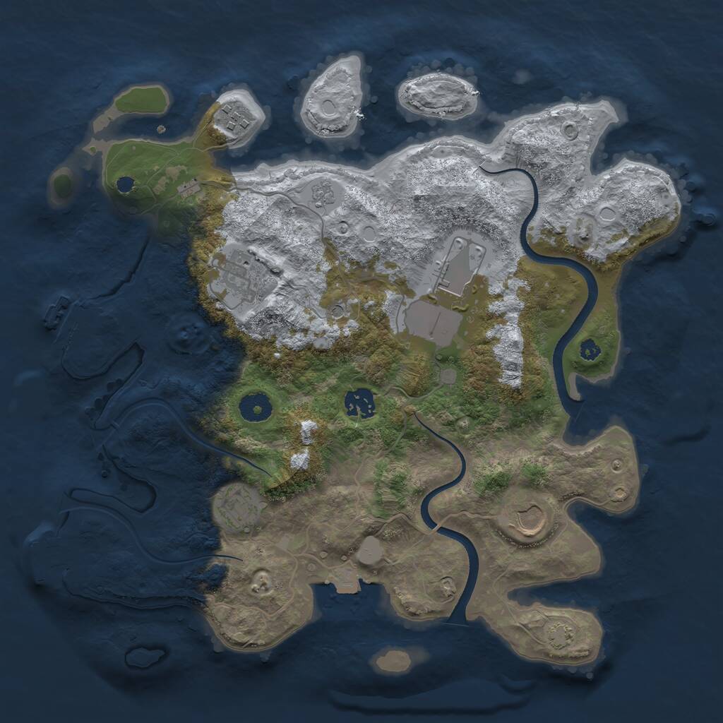 Rust Map: Procedural Map, Size: 3500, Seed: 3695, 12 Monuments