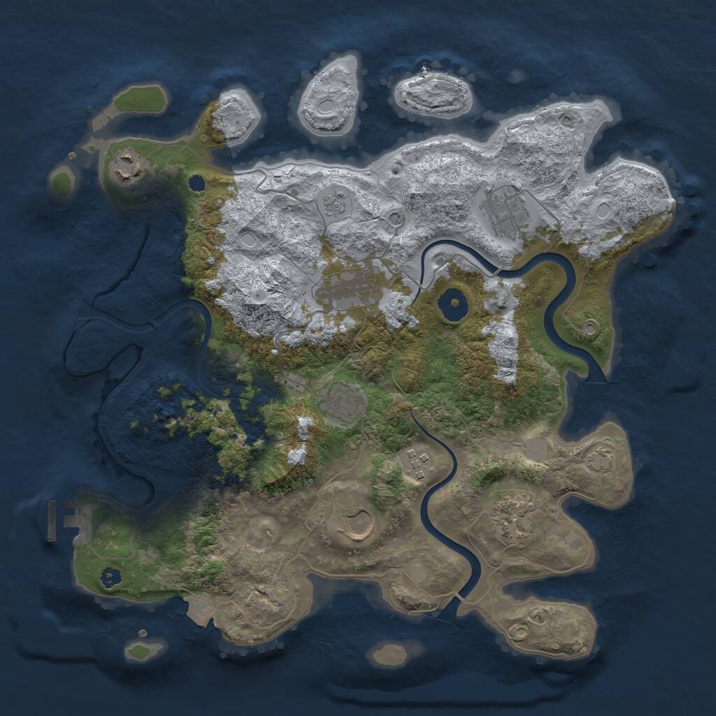 Rust Map: Procedural Map, Size: 3500, Seed: 3695, 12 Monuments
