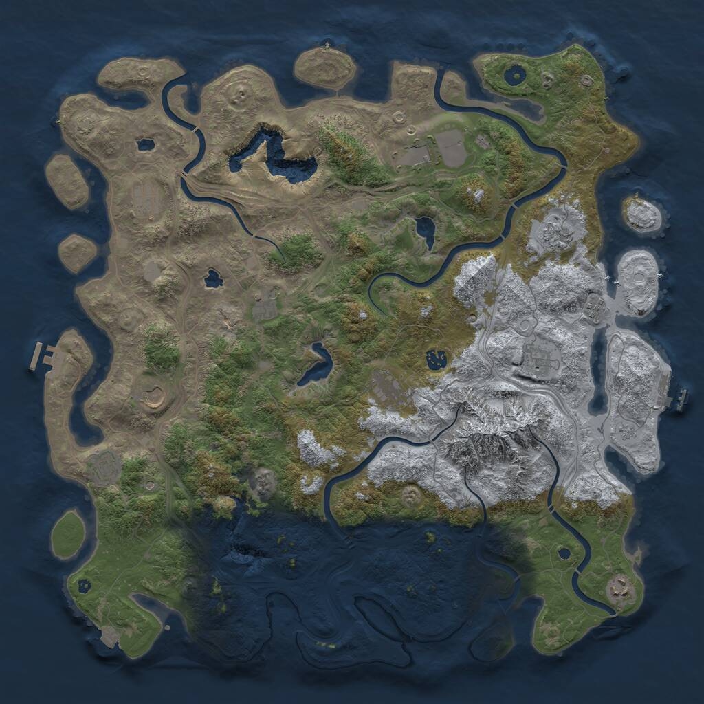 Rust Map: Procedural Map, Size: 5000, Seed: 6052025, 17 Monuments