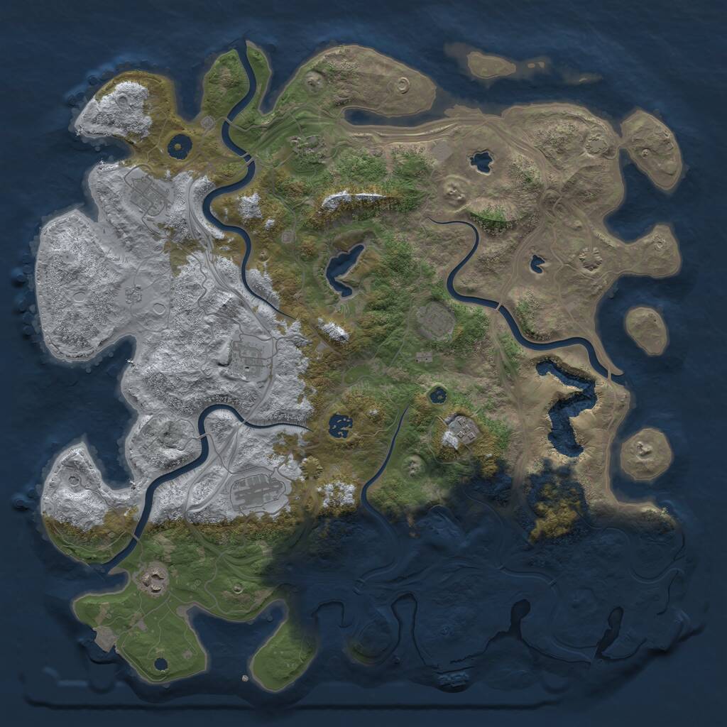 Rust Map: Procedural Map, Size: 4500, Seed: 1406635312, 14 Monuments