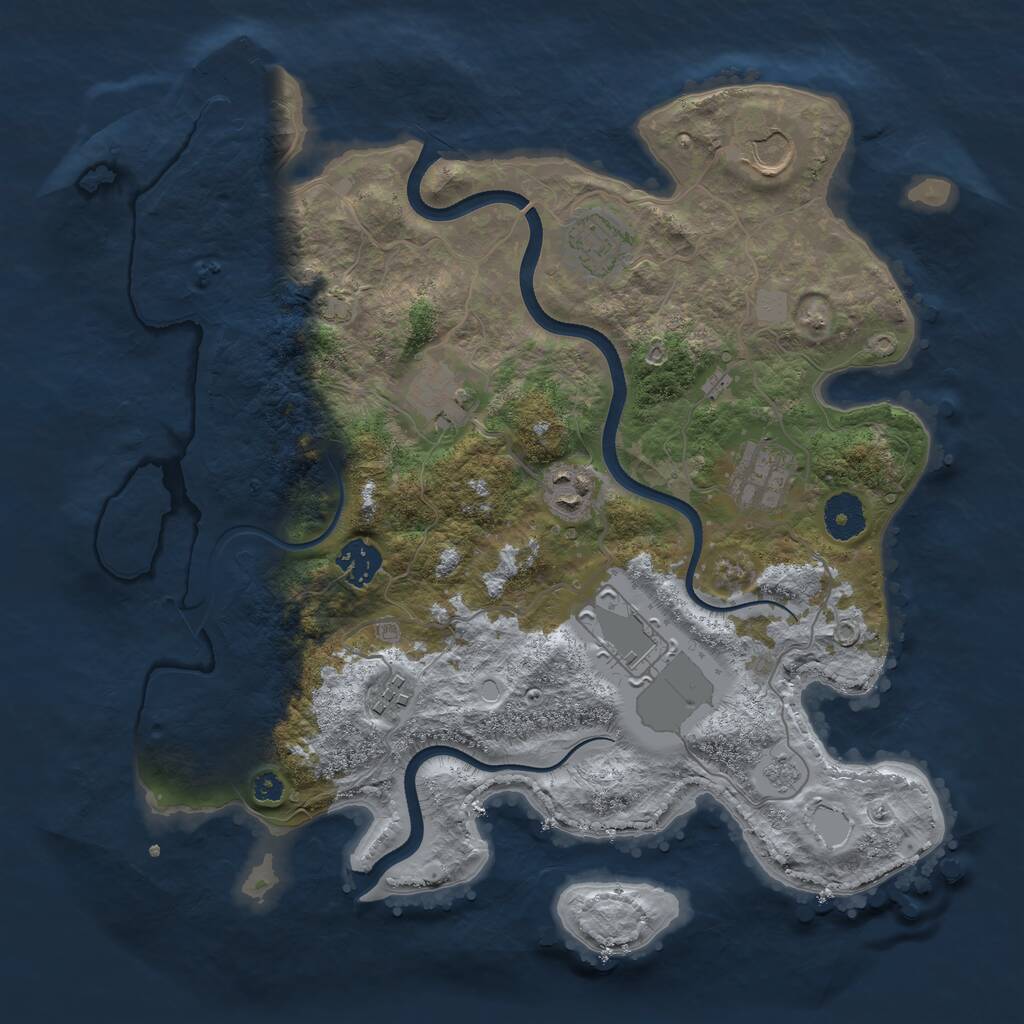 Rust Map: Procedural Map, Size: 3500, Seed: 32995, 12 Monuments