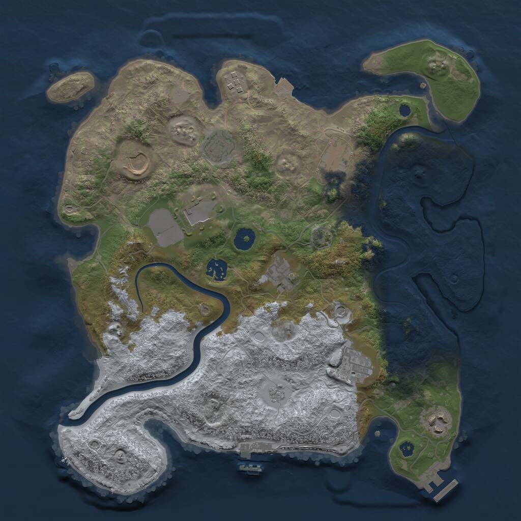 Rust Map: Procedural Map, Size: 3600, Seed: 53630491, 15 Monuments