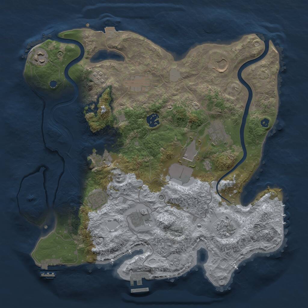 Rust Map: Procedural Map, Size: 3500, Seed: 379859120, 17 Monuments
