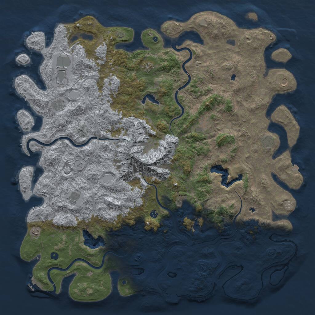 Rust Map: Procedural Map, Size: 6000, Seed: 48576, 17 Monuments