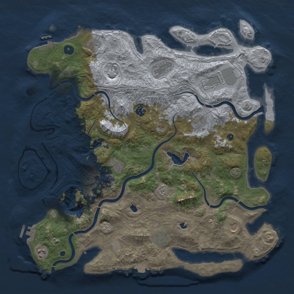 Rust Map: Procedural Map, Size: 4500, Seed: 956865778, 16 Monuments