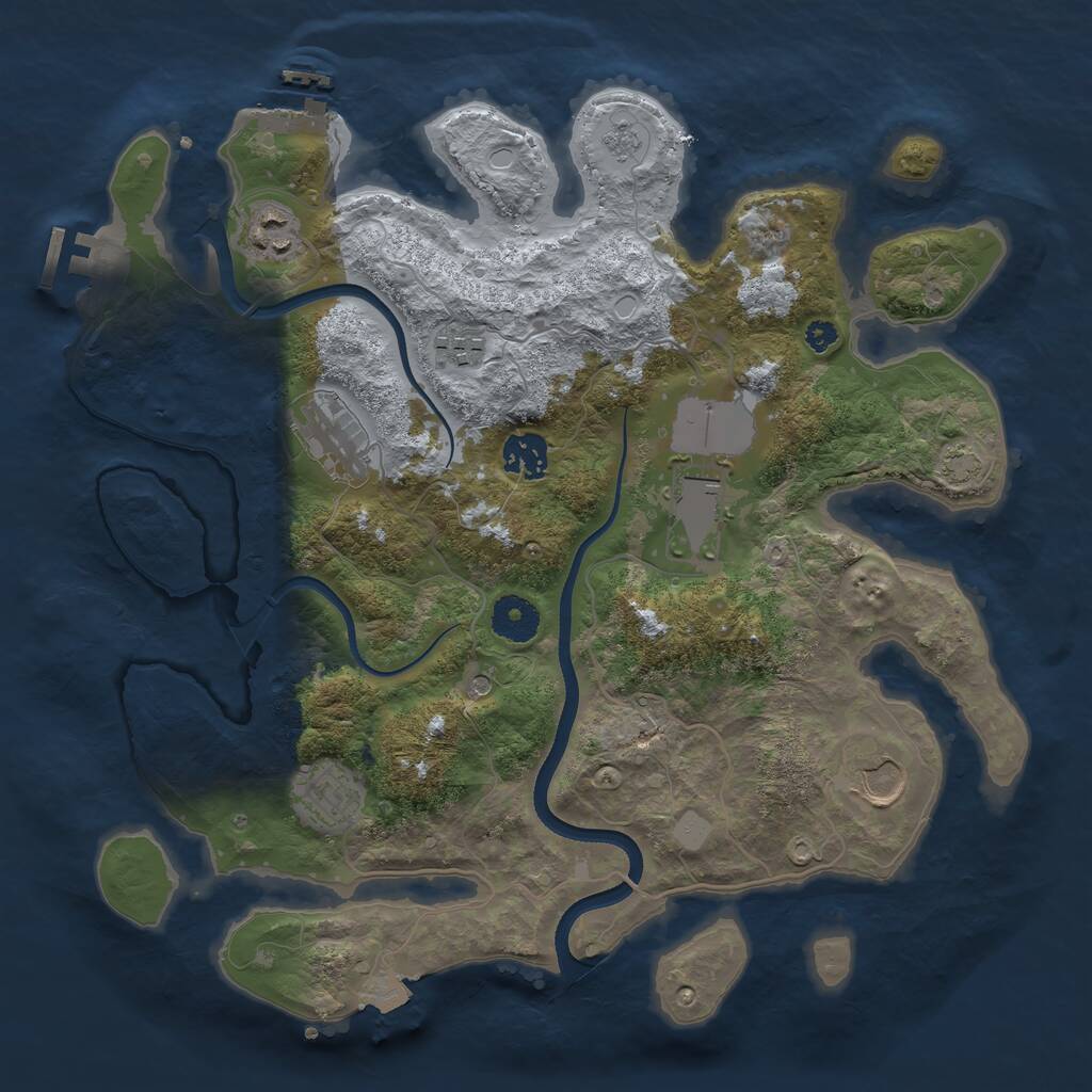 Rust Map: Procedural Map, Size: 3500, Seed: 1065681054, 13 Monuments