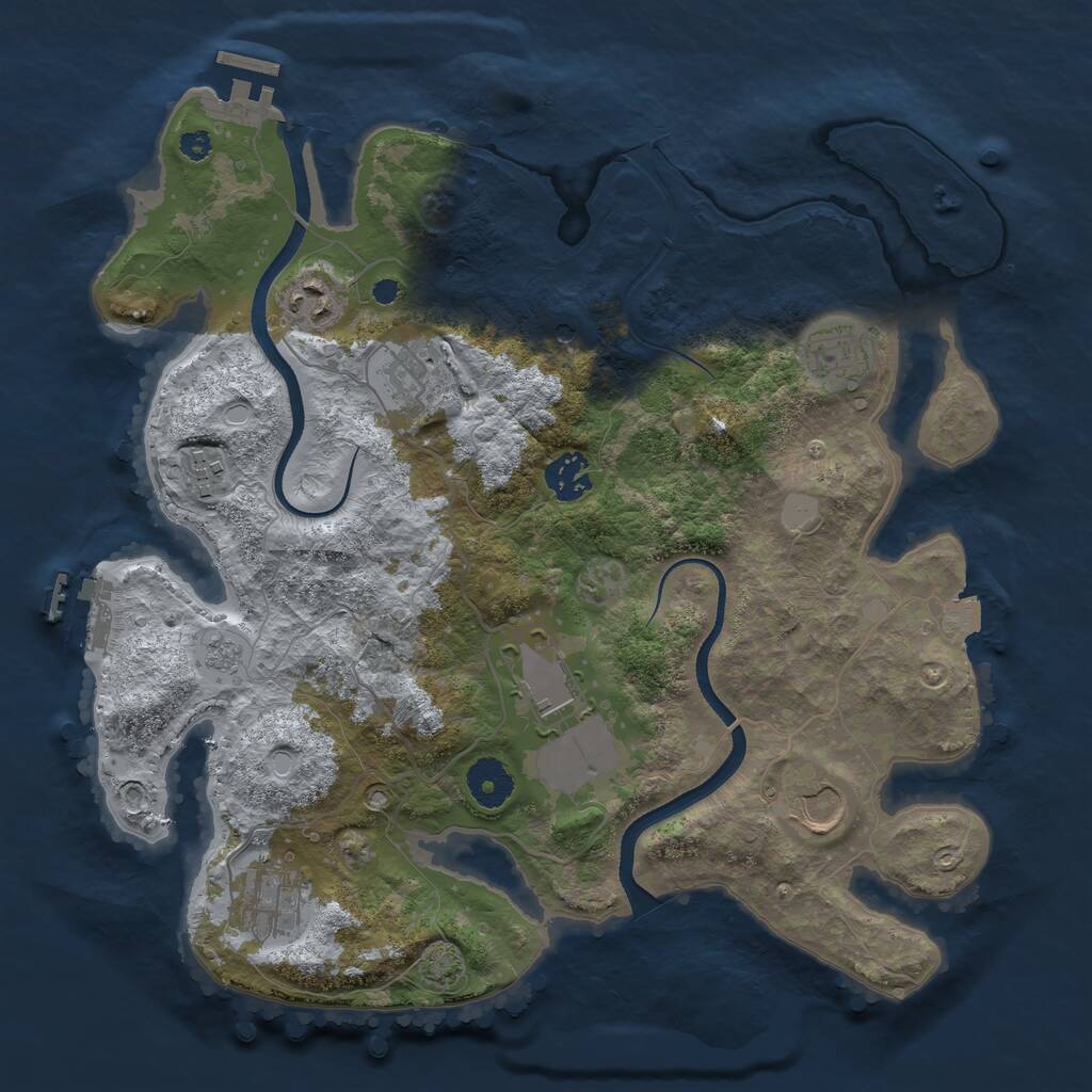 Rust Map: Procedural Map, Size: 3500, Seed: 1089770150, 14 Monuments