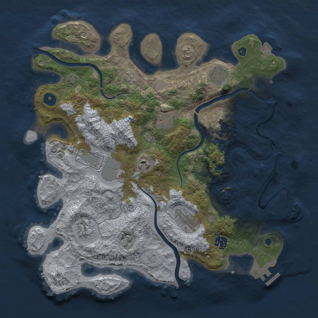 Rust Map: Procedural Map, Size: 3750, Seed: 830658476, 14 Monuments