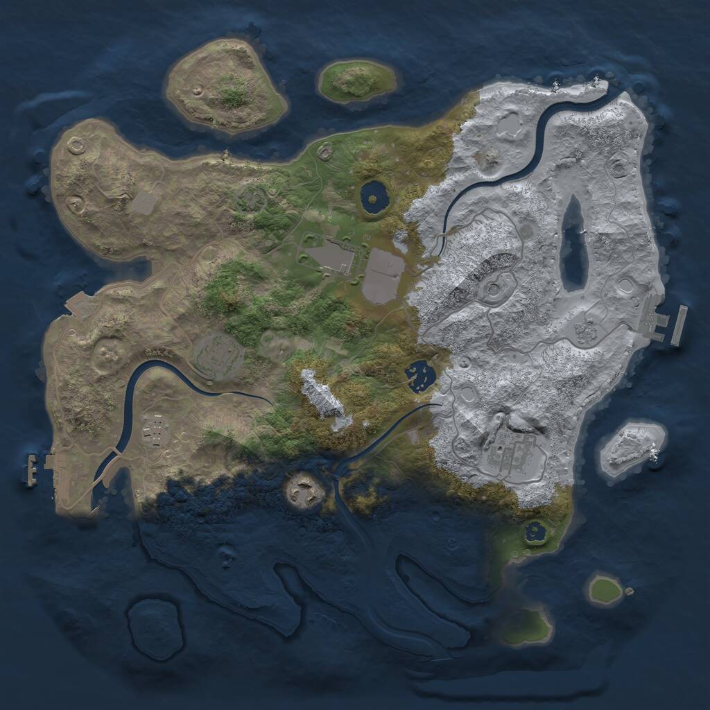 Rust Map: Procedural Map, Size: 3500, Seed: 2063339688, 12 Monuments