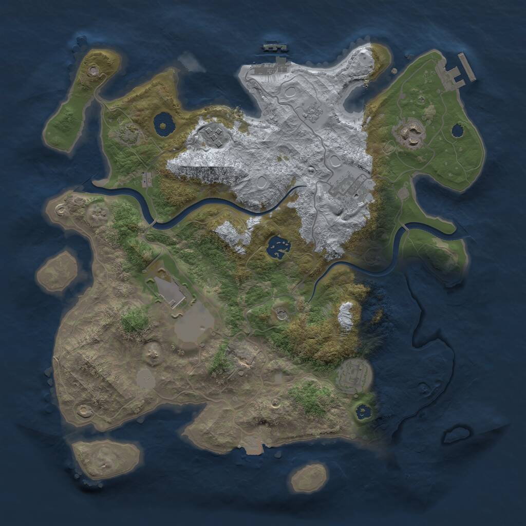 Rust Map: Procedural Map, Size: 3500, Seed: 844728312, 12 Monuments