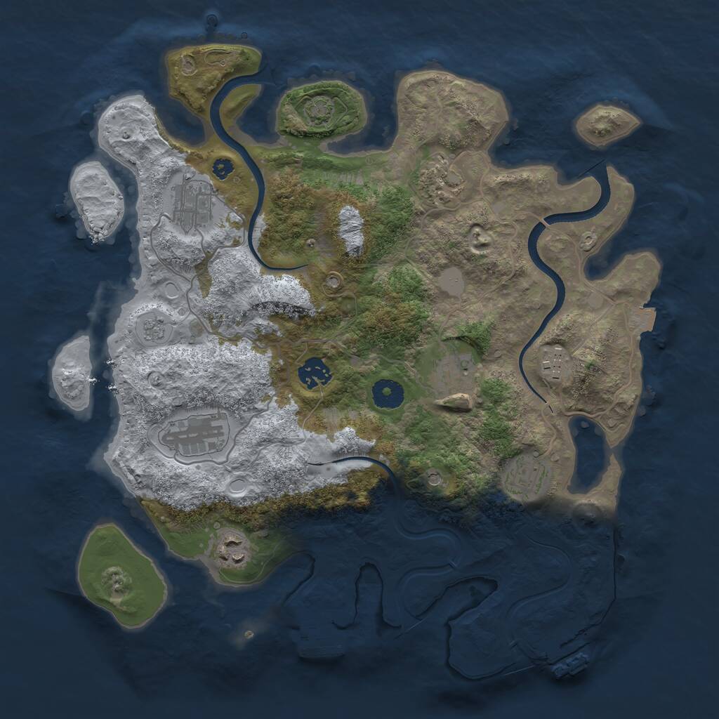 Rust Map: Procedural Map, Size: 3500, Seed: 1235574299, 14 Monuments