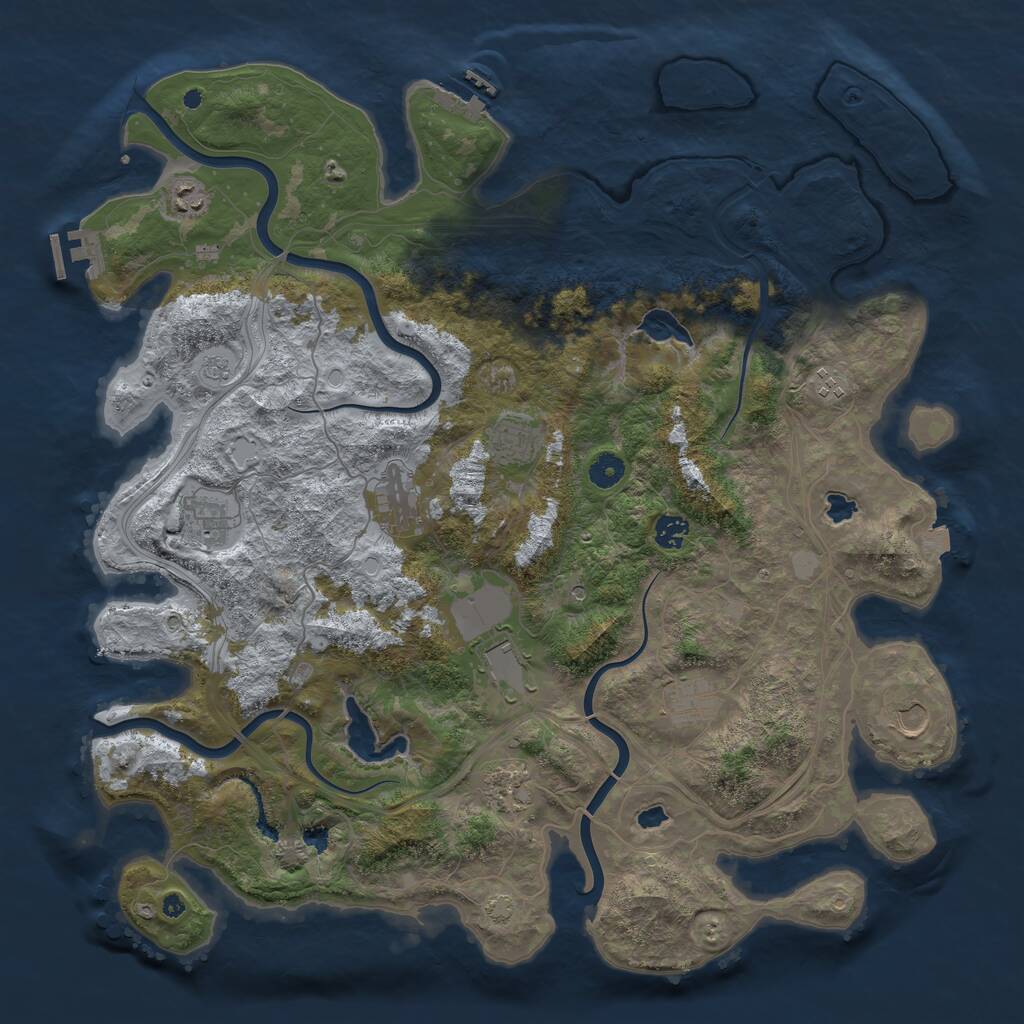 Rust Map: Procedural Map, Size: 4500, Seed: 126055397, 16 Monuments