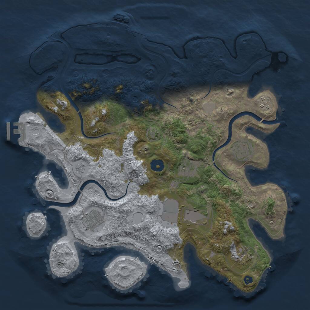 Rust Map: Procedural Map, Size: 3500, Seed: 9987112, 12 Monuments