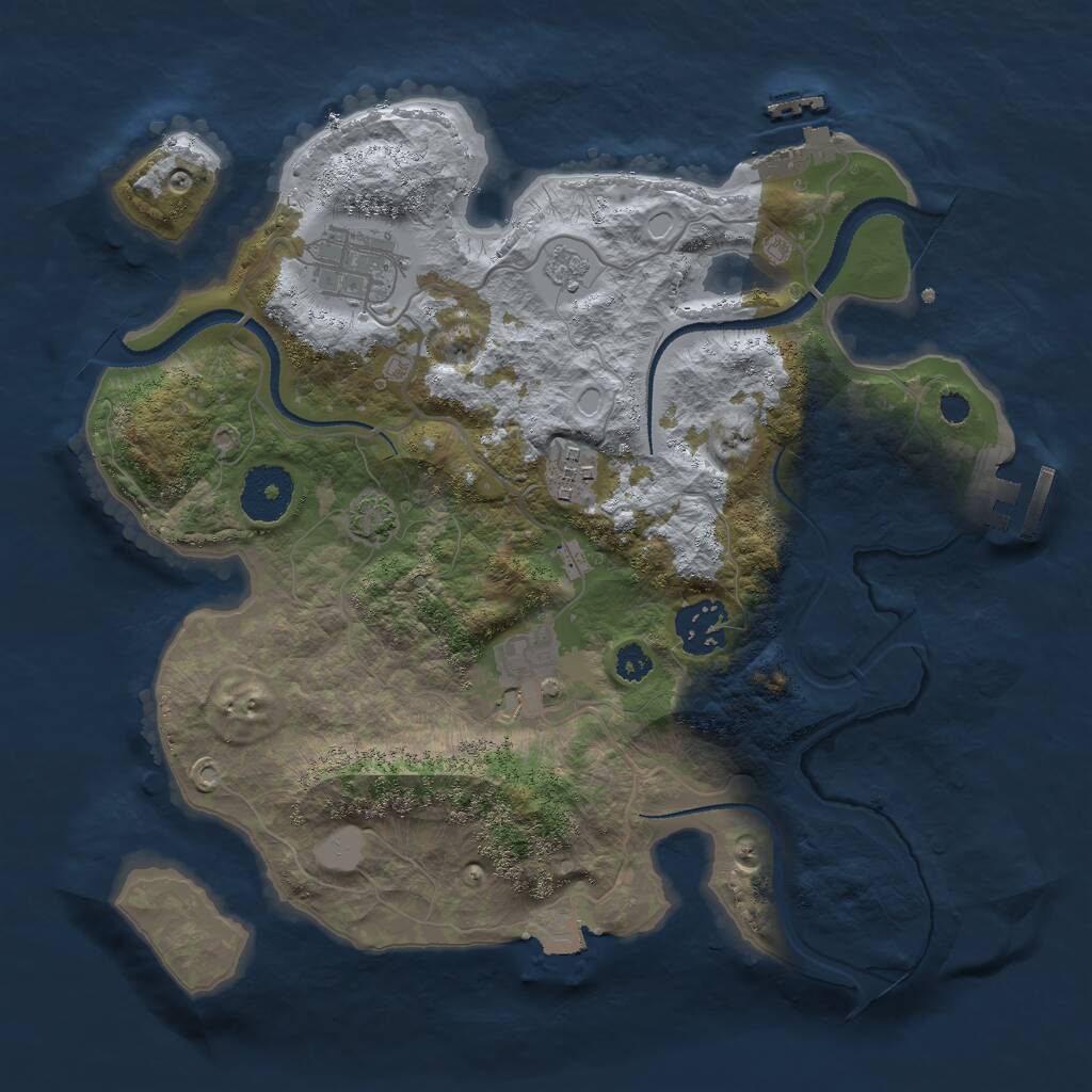 Rust Map: Procedural Map, Size: 3000, Seed: 1328804721, 9 Monuments