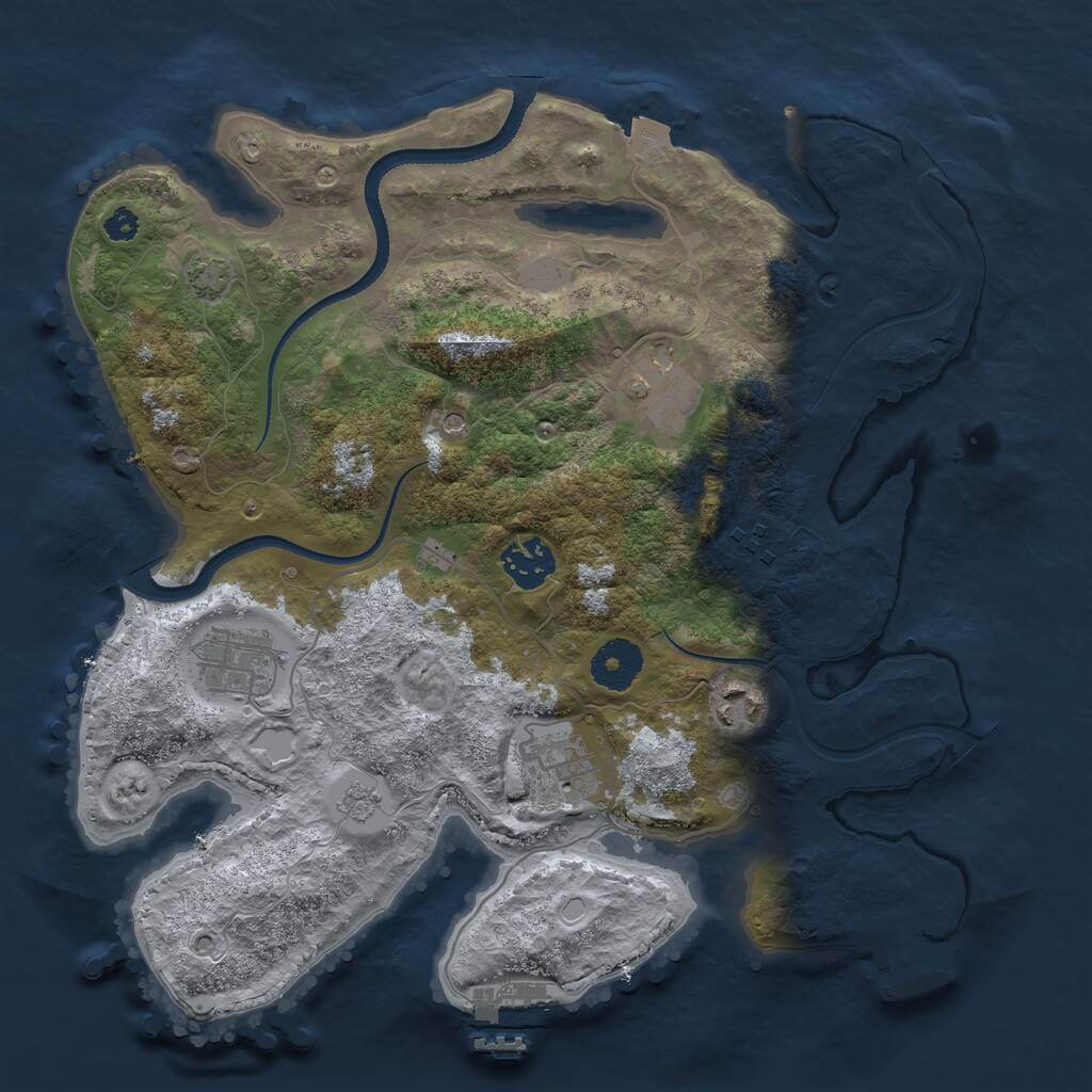 Rust Map: Procedural Map, Size: 3250, Seed: 1288562746, 12 Monuments