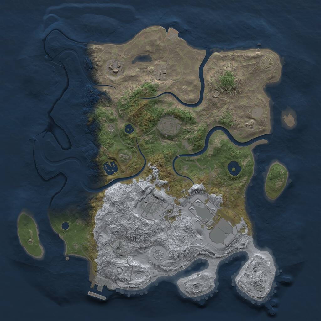 Rust Map: Procedural Map, Size: 3500, Seed: 332088, 11 Monuments