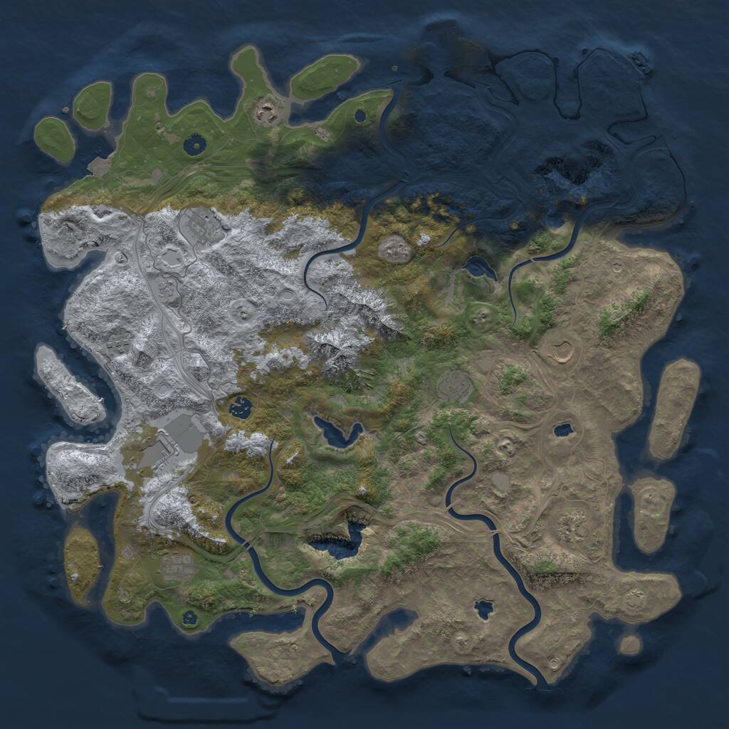 Rust Map: Procedural Map, Size: 5000, Seed: 75463478, 15 Monuments