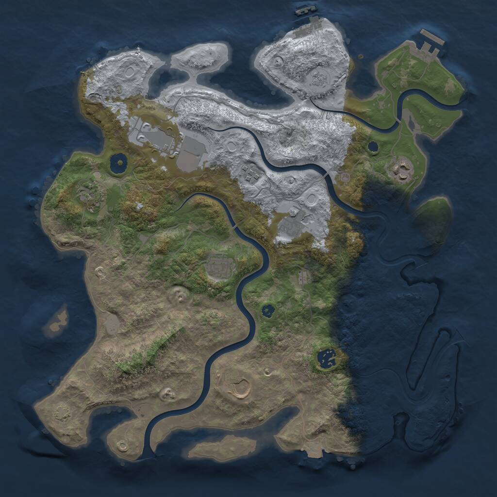 Rust Map: Procedural Map, Size: 3850, Seed: 1559253982, 13 Monuments