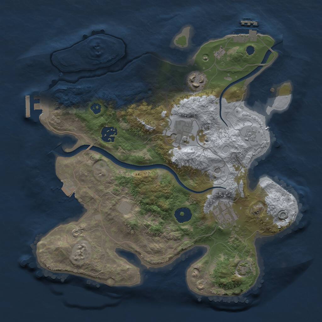 Rust Map: Procedural Map, Size: 3000, Seed: 1481033025, 10 Monuments