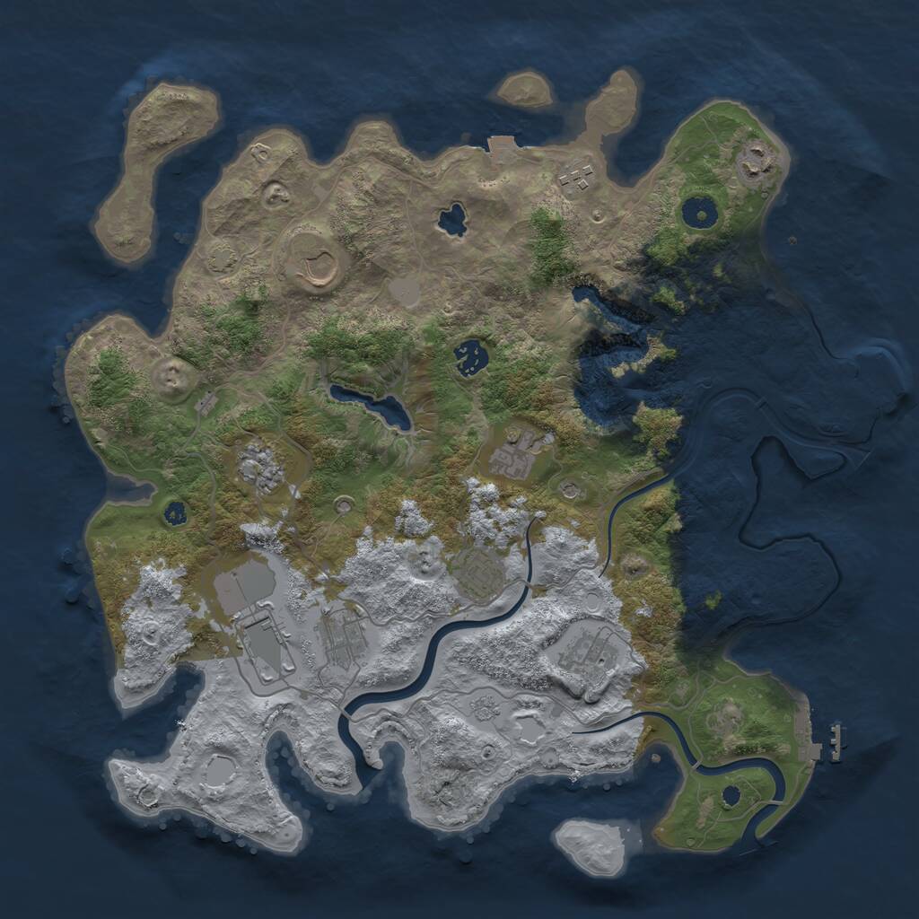 Rust Map: Procedural Map, Size: 4000, Seed: 1043034365, 16 Monuments