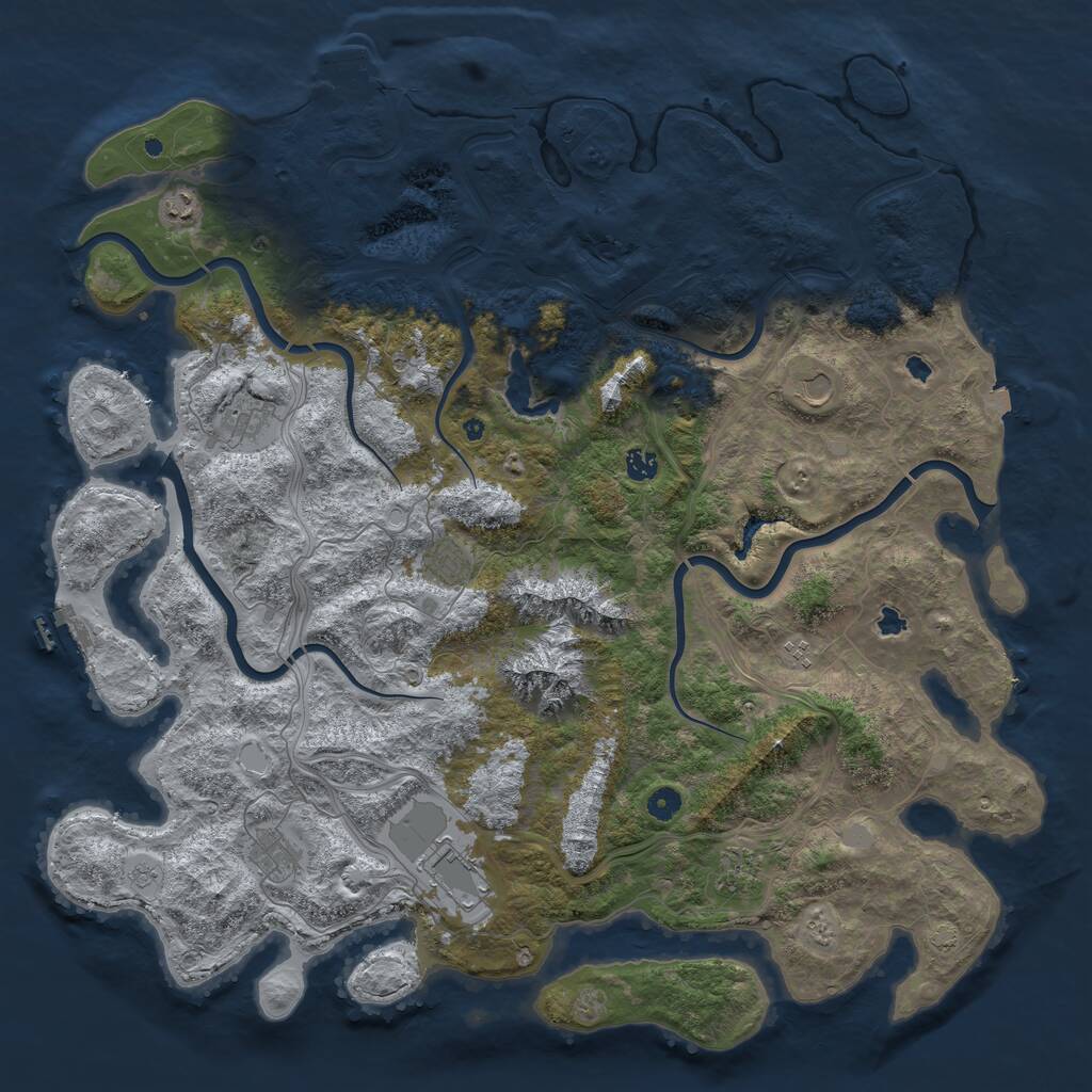Rust Map: Procedural Map, Size: 5000, Seed: 1073286410, 15 Monuments