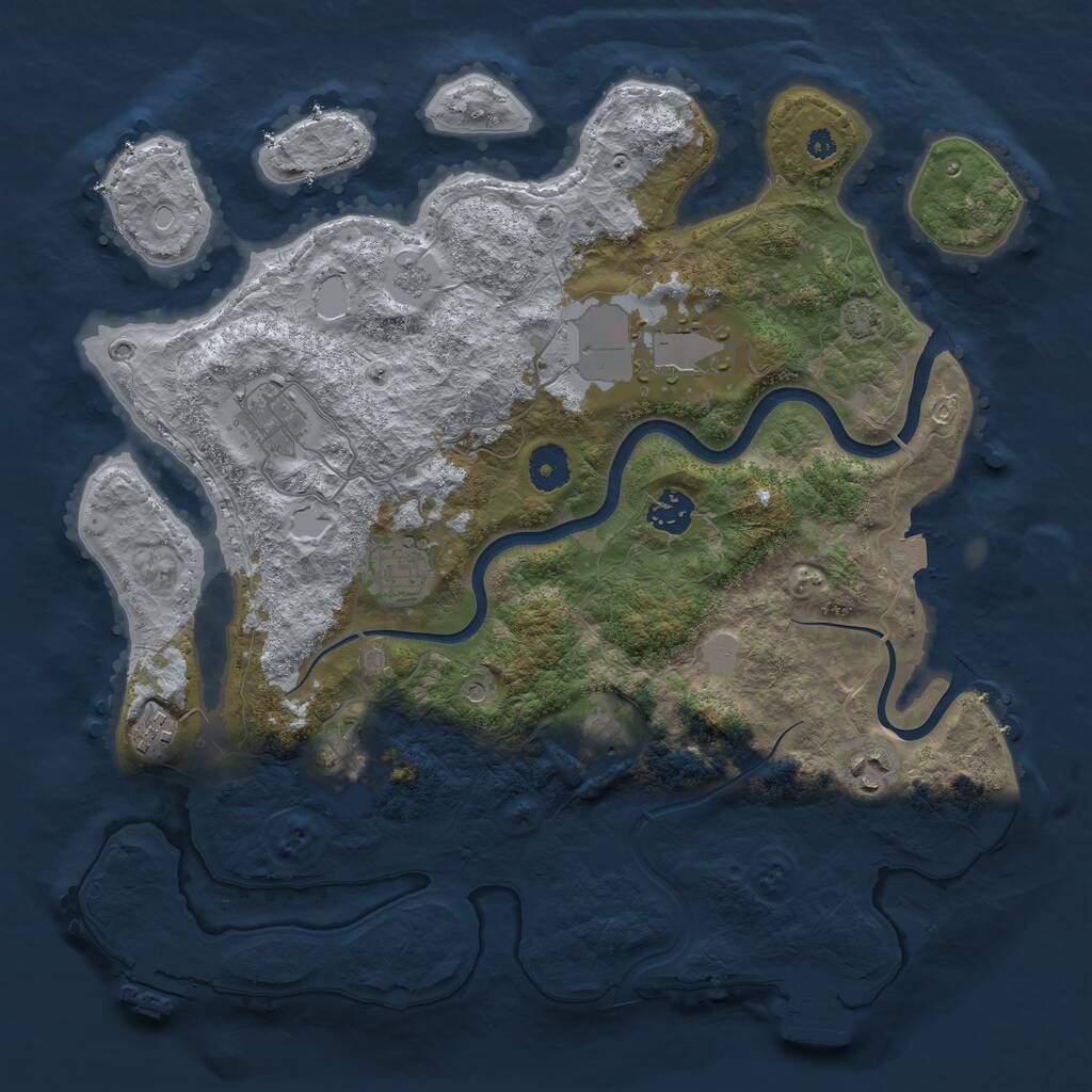 Rust Map: Procedural Map, Size: 3700, Seed: 1093505627, 14 Monuments