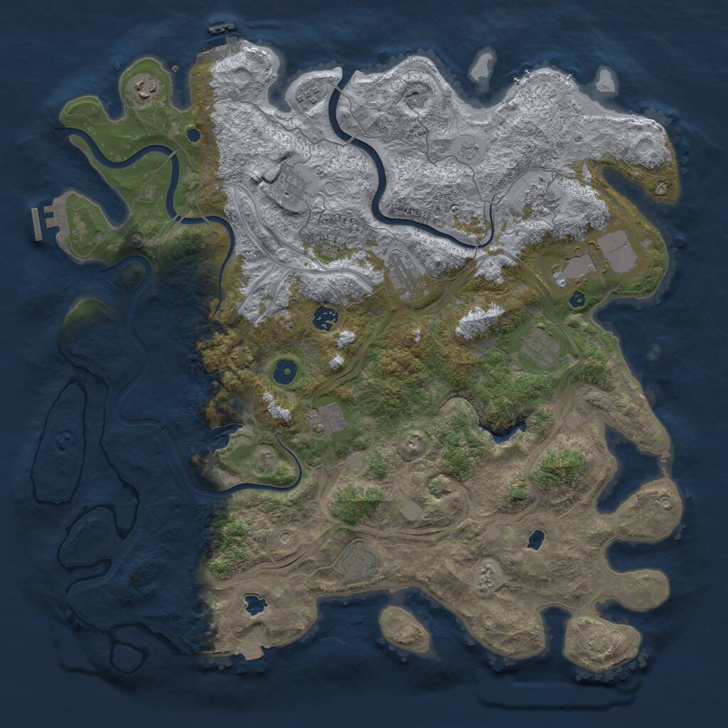 Rust Map: Procedural Map, Size: 4500, Seed: 953638542, 16 Monuments