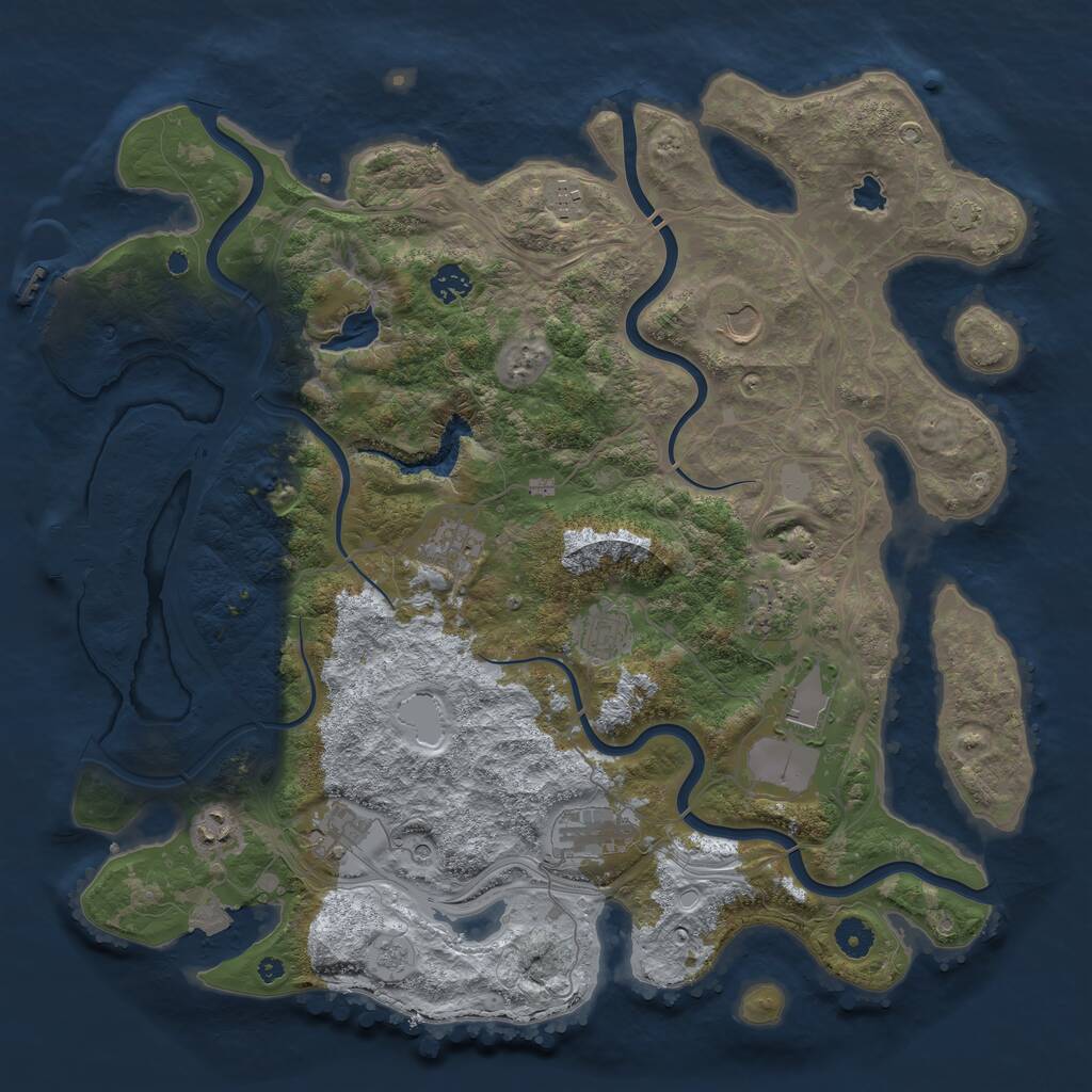 Rust Map: Procedural Map, Size: 4250, Seed: 473838257, 16 Monuments