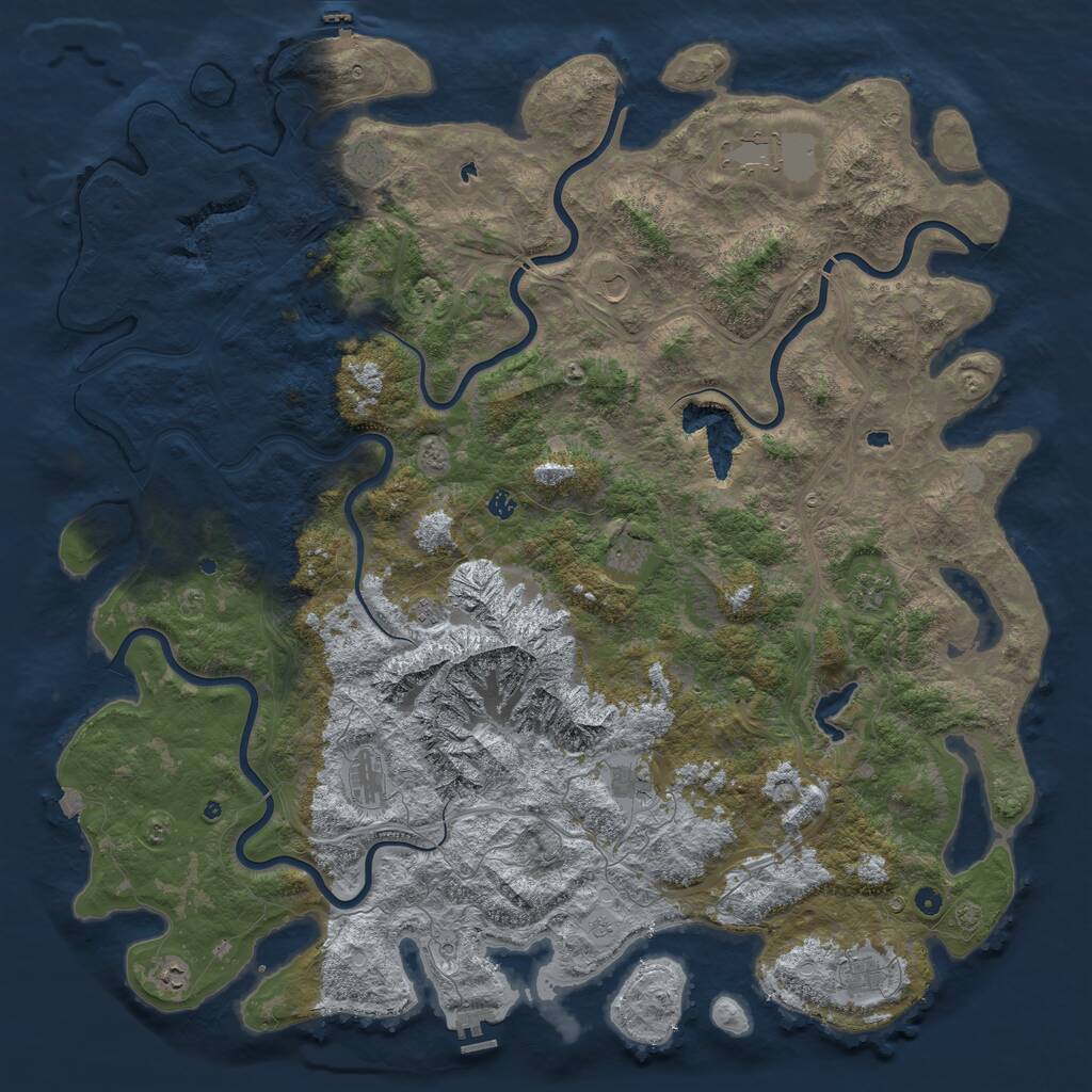 Rust Map: Procedural Map, Size: 6000, Seed: 1188557979, 17 Monuments
