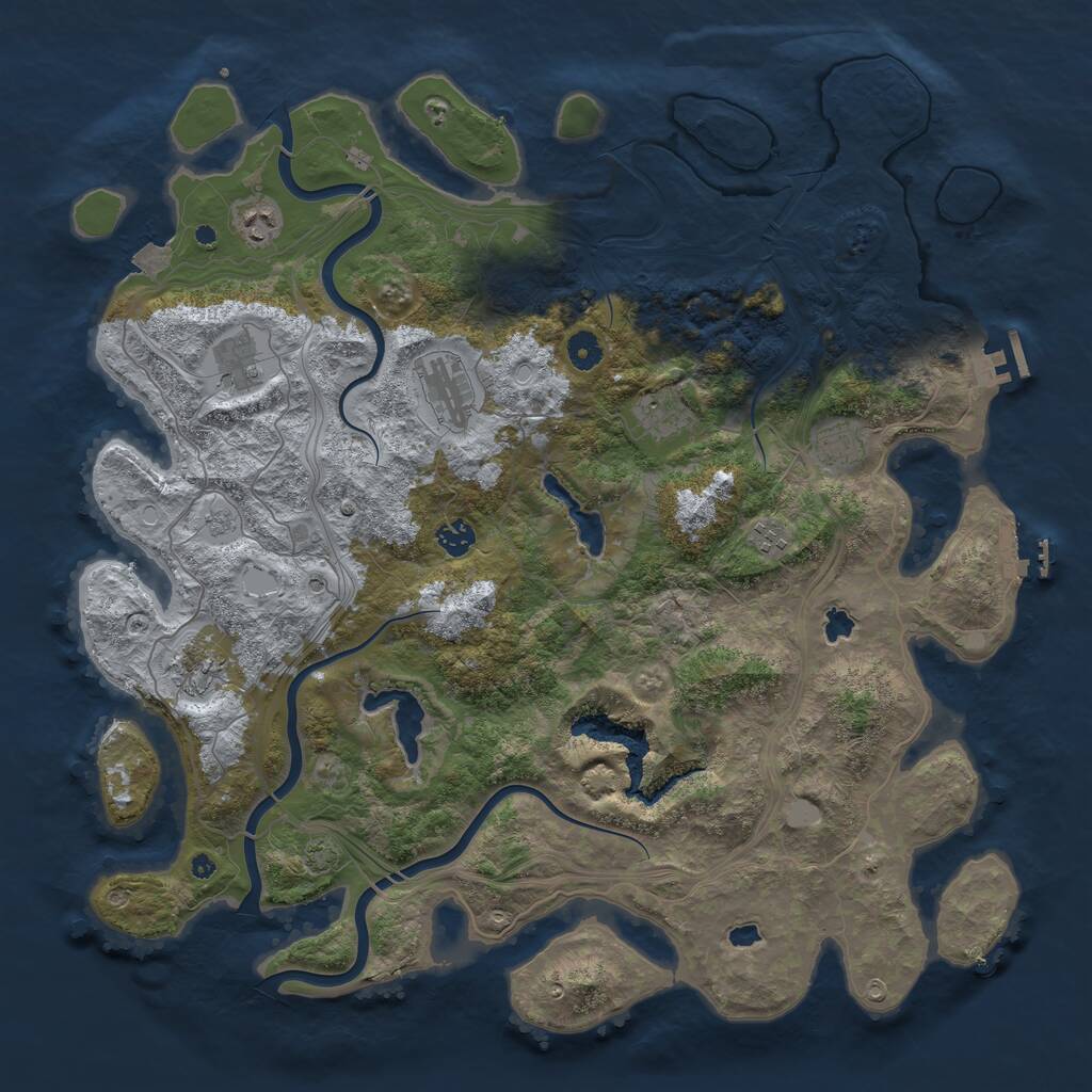 Rust Map: Procedural Map, Size: 4500, Seed: 901264539, 14 Monuments