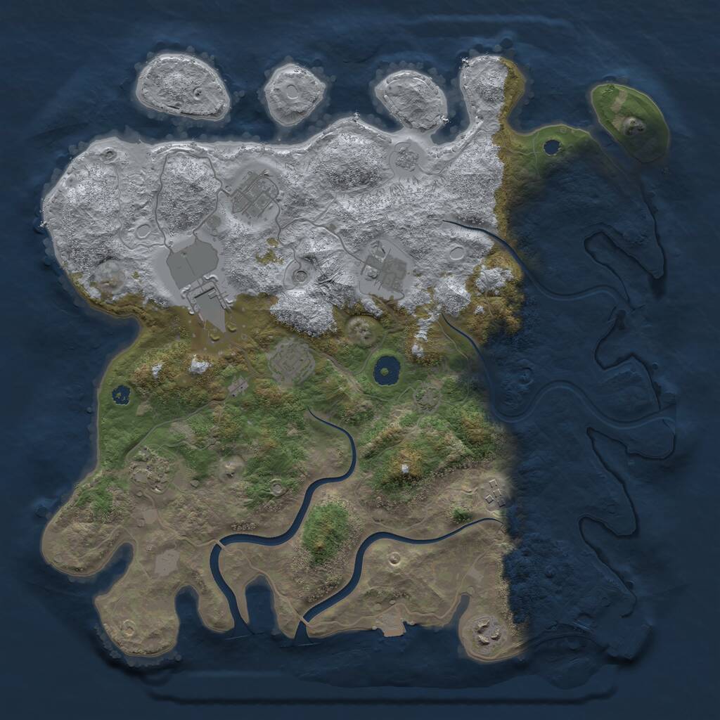 Rust Map: Procedural Map, Size: 3800, Seed: 1101950173, 12 Monuments