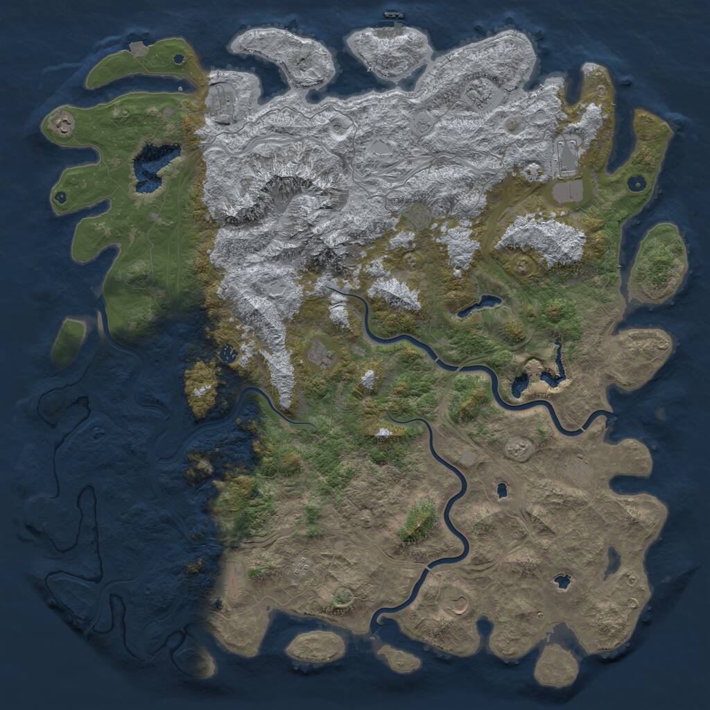 Rust Map: Procedural Map, Size: 6000, Seed: 3826, 17 Monuments