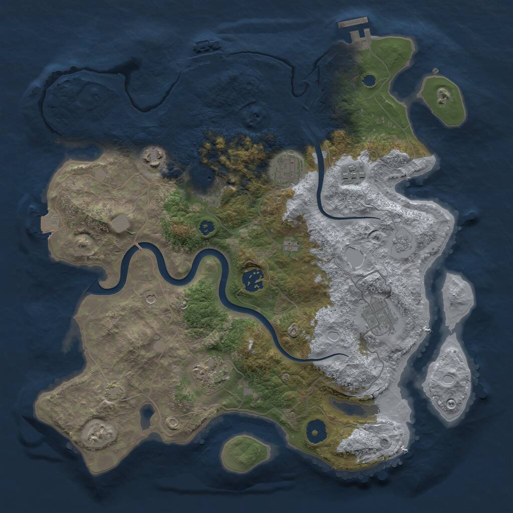 Rust Map: Procedural Map, Size: 3455, Seed: 1494782449, 13 Monuments