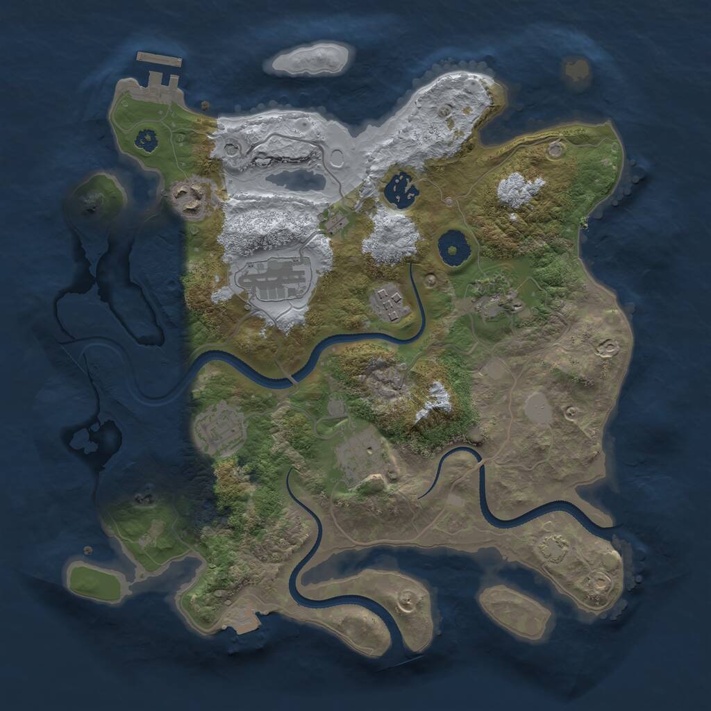 Rust Map: Procedural Map, Size: 3200, Seed: 2048003101, 11 Monuments