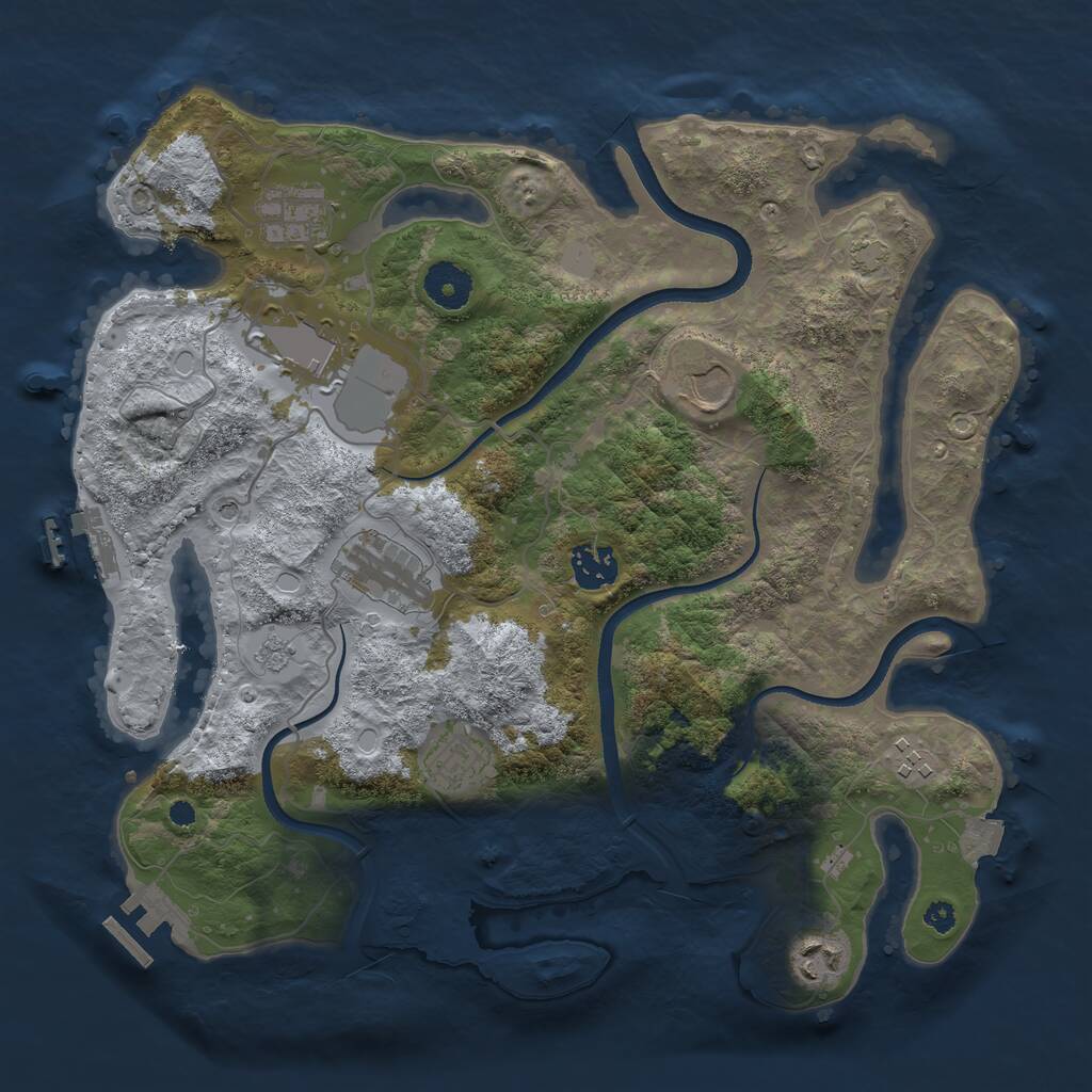 Rust Map: Procedural Map, Size: 3500, Seed: 336616213, 14 Monuments