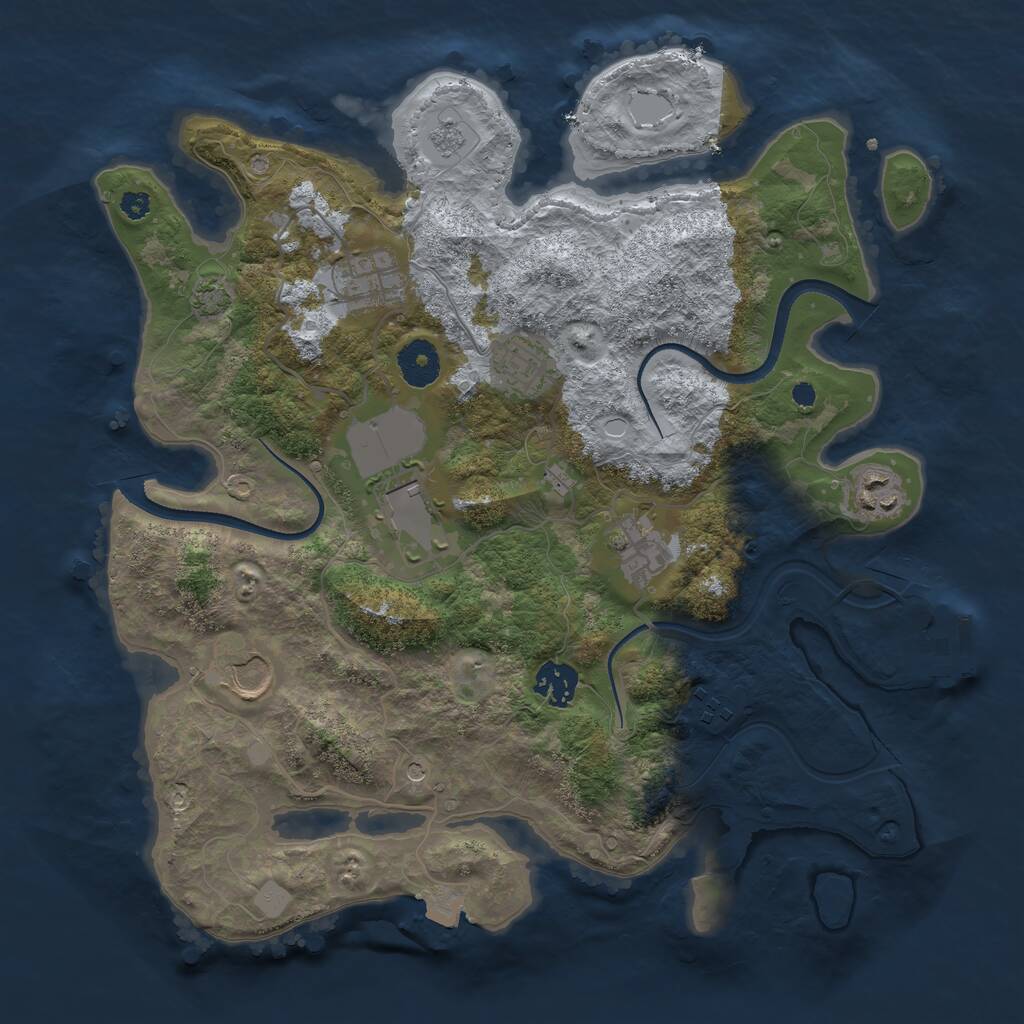 Rust Map: Procedural Map, Size: 3500, Seed: 1265782218, 13 Monuments