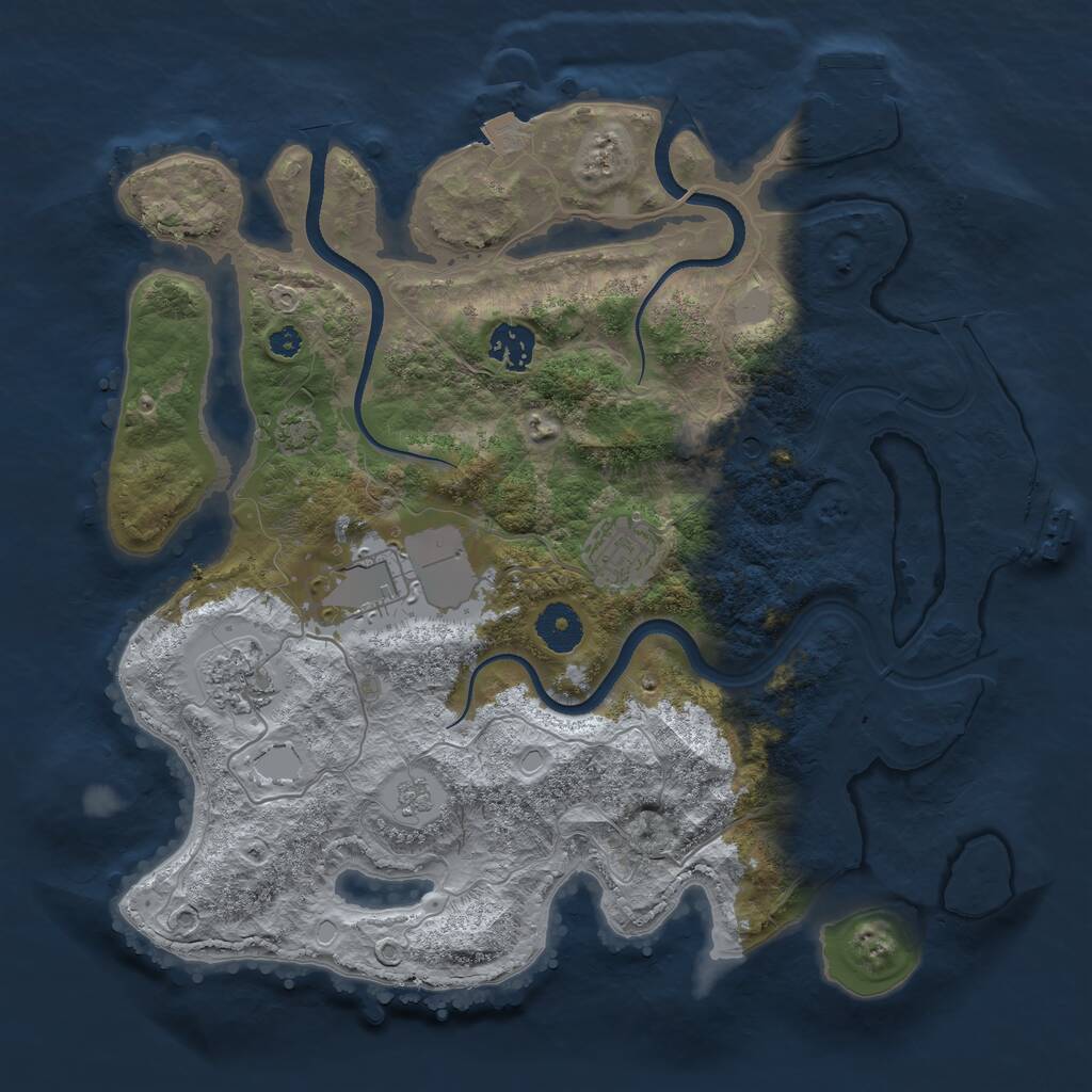 Rust Map: Procedural Map, Size: 3500, Seed: 1246291760, 10 Monuments
