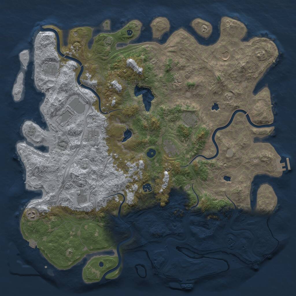 Rust Map: Procedural Map, Size: 4950, Seed: 58918, 17 Monuments
