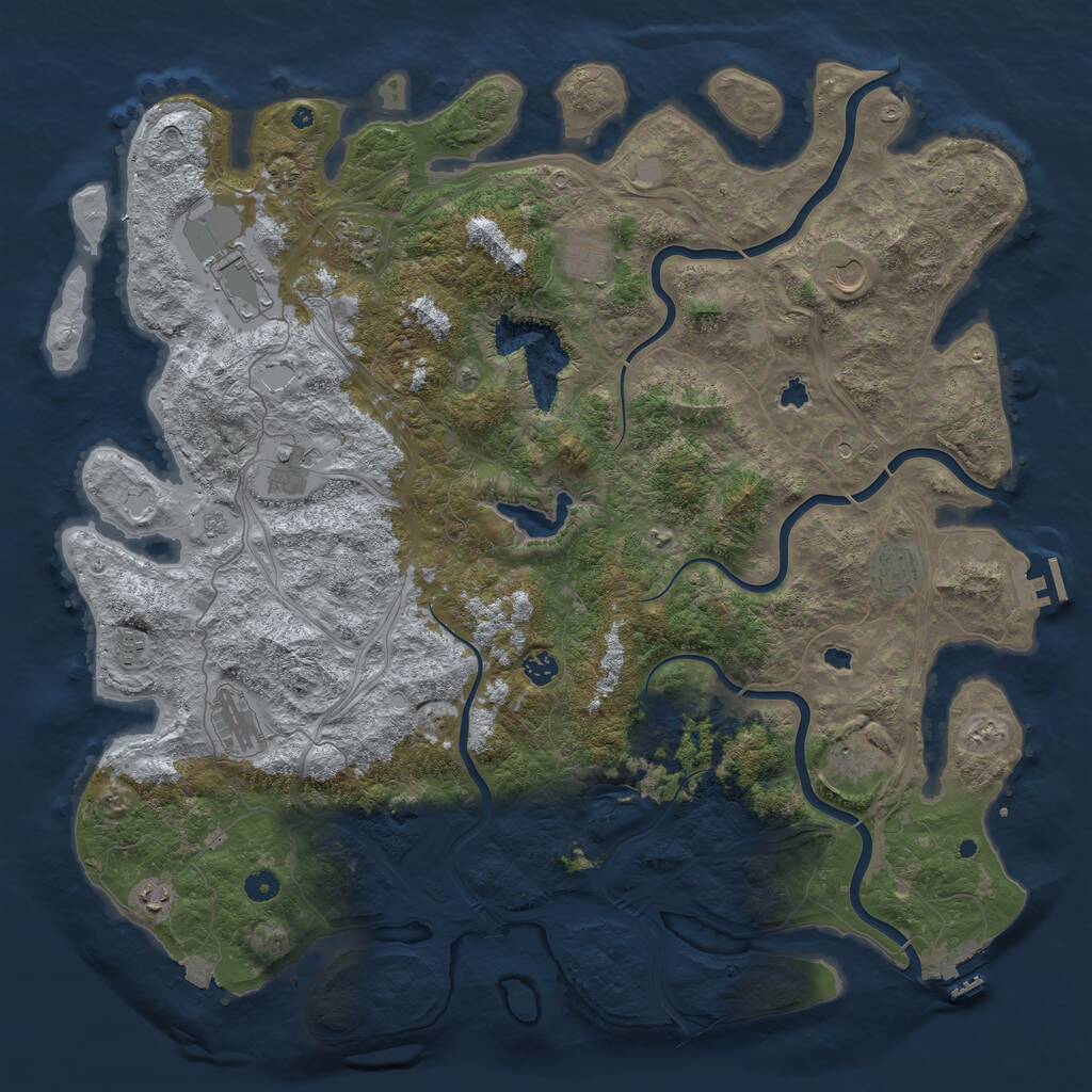 Rust Map: Procedural Map, Size: 4950, Seed: 58918, 17 Monuments