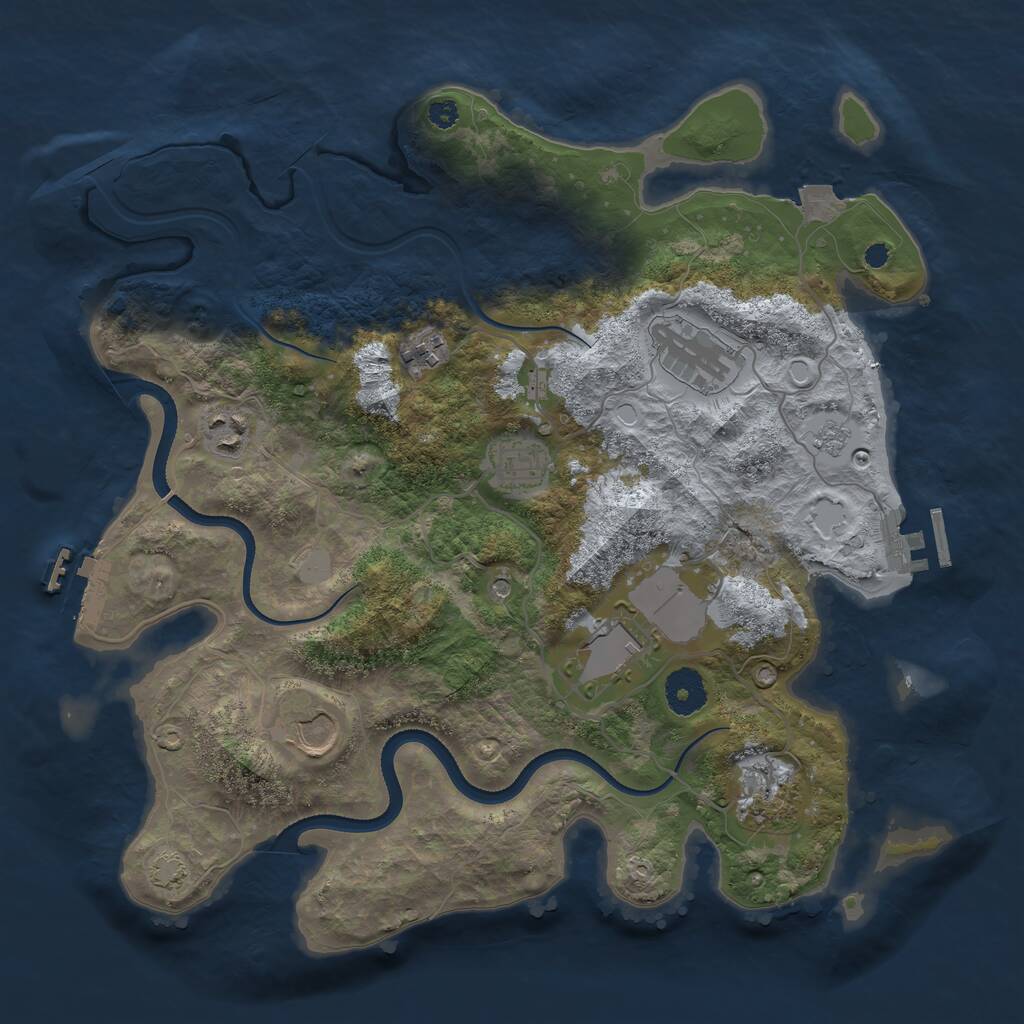 Rust Map: Procedural Map, Size: 3500, Seed: 4354887, 13 Monuments