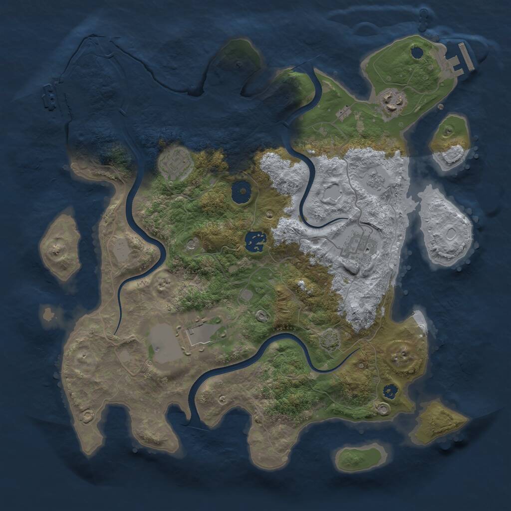 Rust Map: Procedural Map, Size: 3500, Seed: 1747528441, 11 Monuments