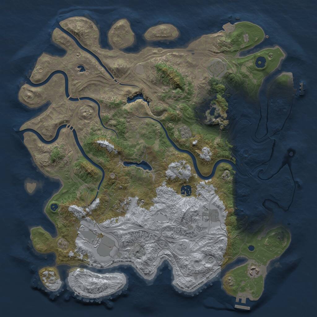 Rust Map: Procedural Map, Size: 4250, Seed: 1945582451, 14 Monuments