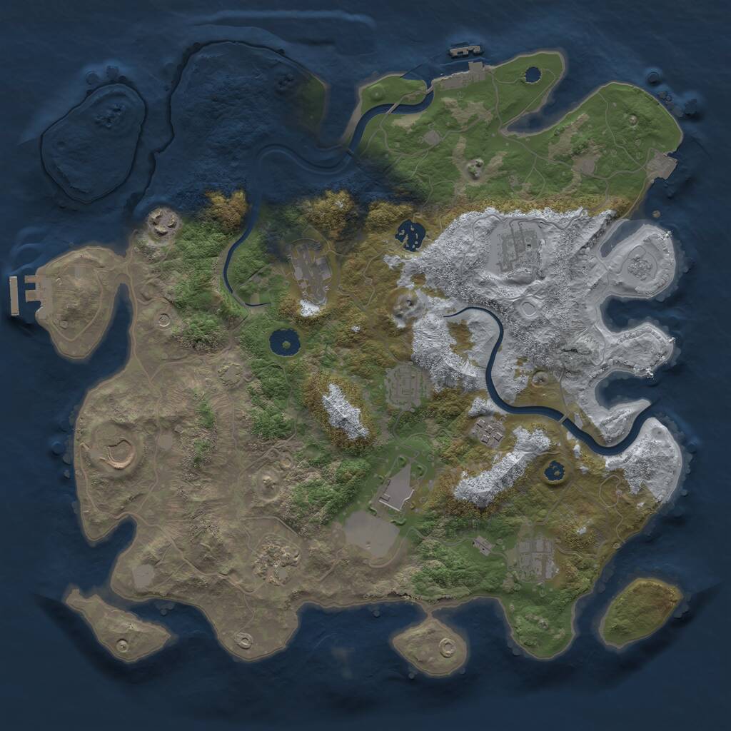Rust Map: Procedural Map, Size: 3750, Seed: 1221558153, 16 Monuments