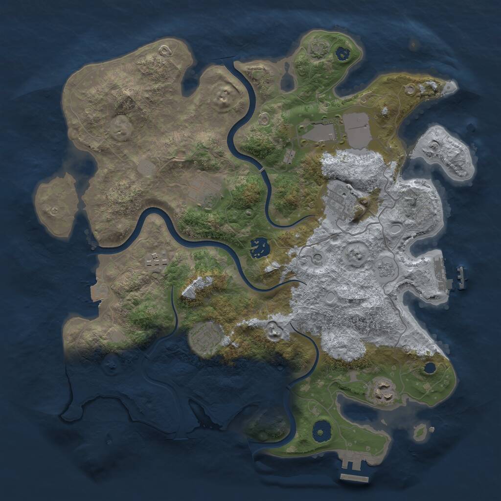Rust Map: Procedural Map, Size: 3600, Seed: 861962, 13 Monuments