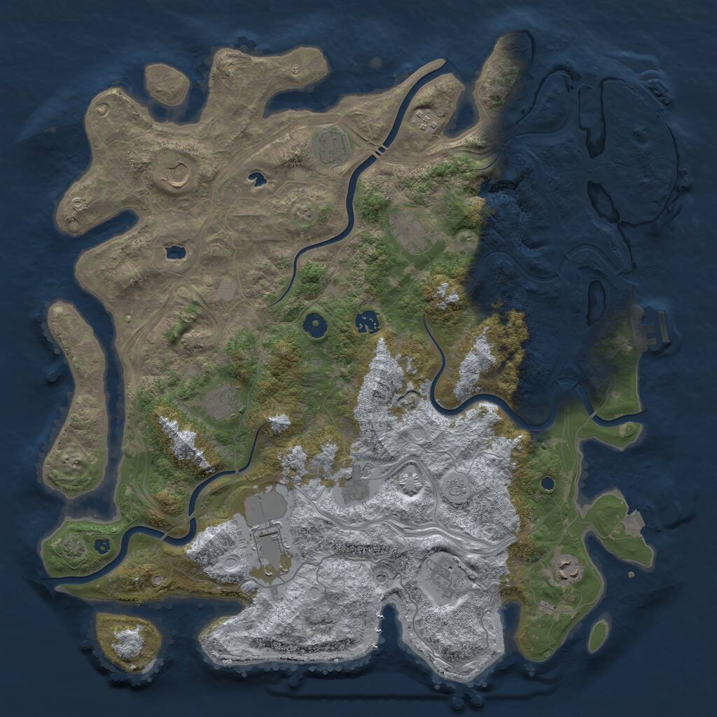 Rust Map: Procedural Map, Size: 4500, Seed: 1464564166, 16 Monuments
