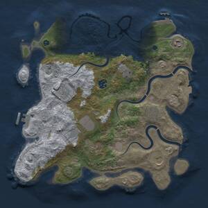 Thumbnail Rust Map: Procedural Map, Size: 3500, Seed: 1691255471, 15 Monuments