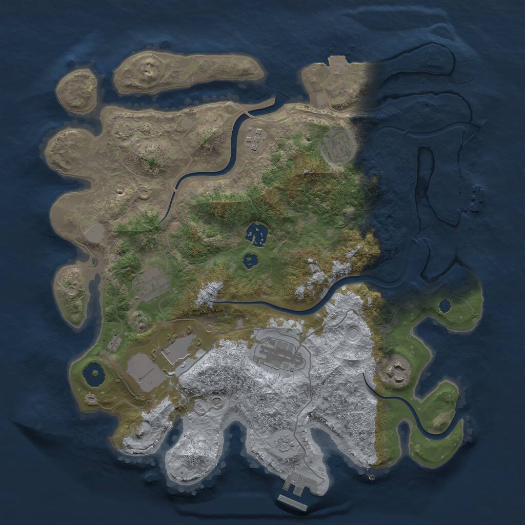 Rust Map: Procedural Map, Size: 3500, Seed: 484892334, 13 Monuments