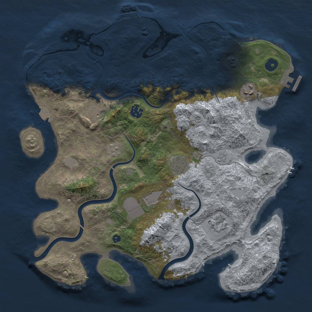 Rust Map: Procedural Map, Size: 3750, Seed: 1241966100, 13 Monuments