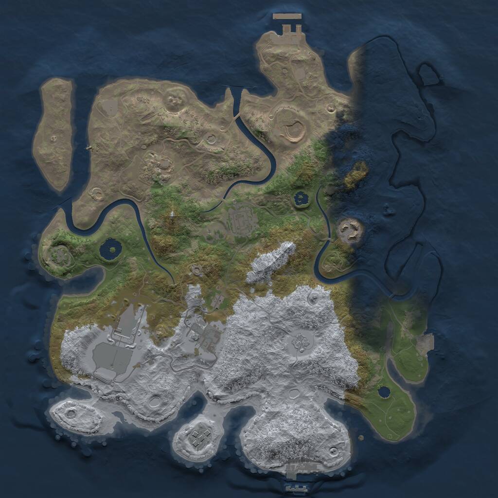 Rust Map: Procedural Map, Size: 3500, Seed: 1329799921, 13 Monuments