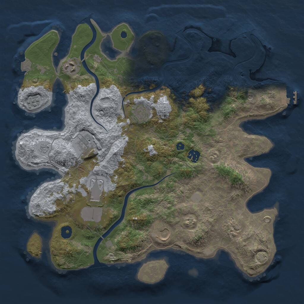 Rust Map: Procedural Map, Size: 3750, Seed: 1309178327, 13 Monuments
